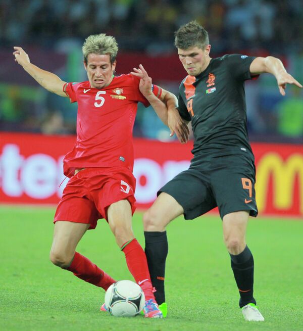 Игровой момент матча Португалии и Нидерландов