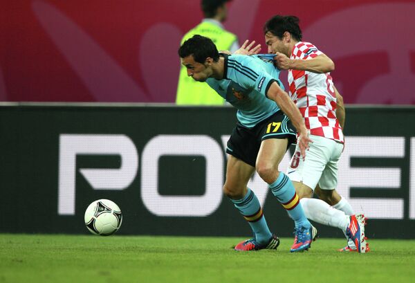 Игровой момент матча сборных Хорватии и Испании