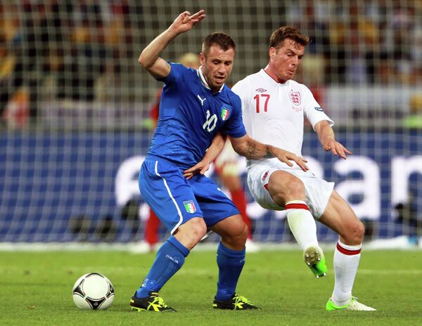 Игровой момент матча сборных Англии и Италии