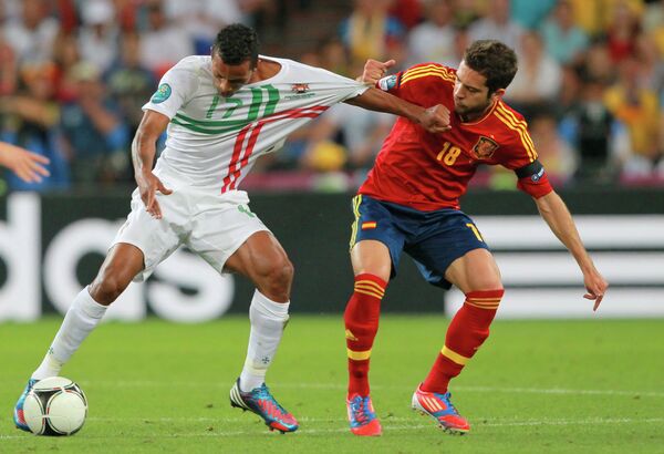 Игровой момент матча сборных Португалии и Испании
