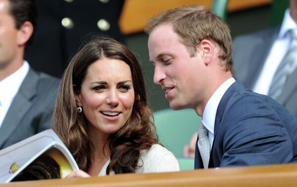 Принц Уильям и герцогиня Кембриджская Кэтрин на трибуне 