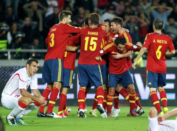 Игровой момент матча Грузия - Испания
