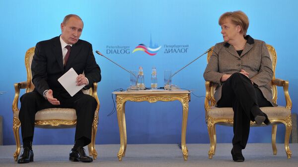 В.Путин и А.Меркель на российско-германском форуме Петербургский диалог