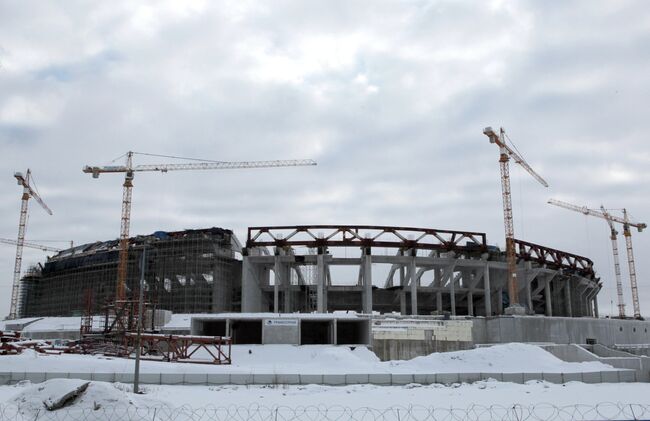 Строительство стадиона Зенит-арена в Санкт-Петербурге.