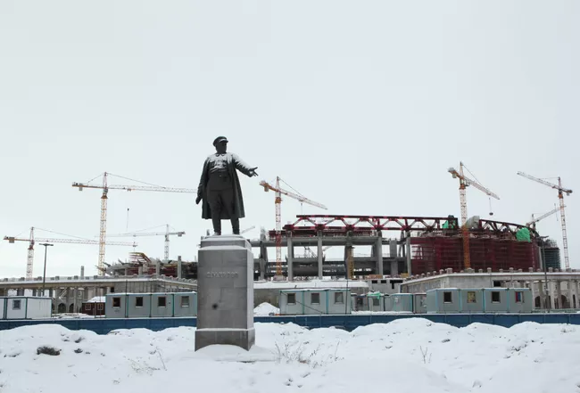 Строительство стадиона Зенит-арена в Санкт-Петербурге.