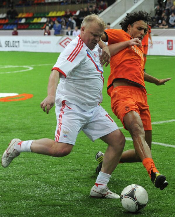 Игровой момент матча между сборными командами России и Нидерландов
