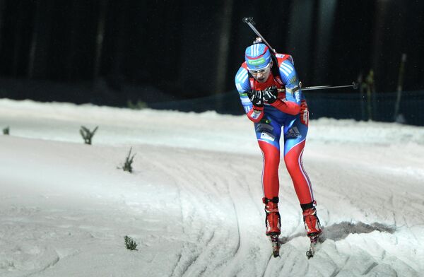 Ольга Вилухина на дистанции в индивидуальной гонке