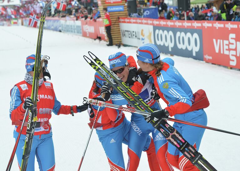 Российские лыжницы на этапе Чемпионата Мира в эстафетной гонке