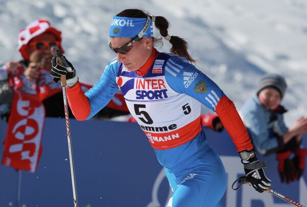 Российская лыжница Юлия Чекалева на дистанции 30 км классическим стилем