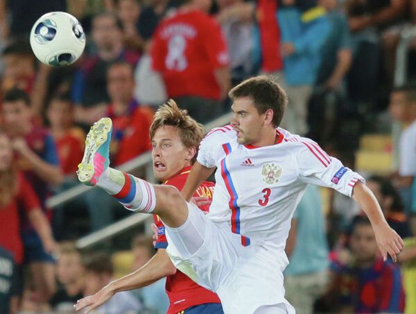 Игровой момент матча Испания-Россия