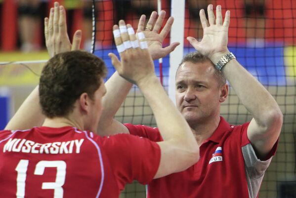 Игрок сборной России Дмитрий Мусэрский (слева) и главный тренер Андрей Воронков