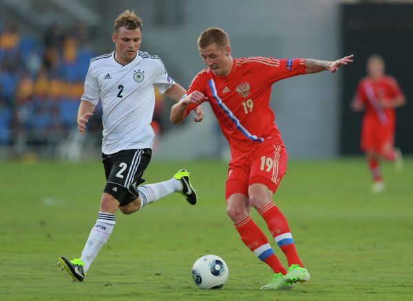 Игровой момент матча Россия - Германия