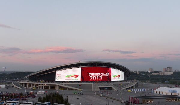 Вид стадиона Казань Арена во время церемонии открытия XXVII Всемирной летней Универсиады 2013 в Казани
