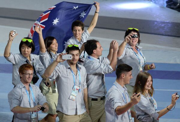 Делегация сборной Австралии во время парада спортсменов
