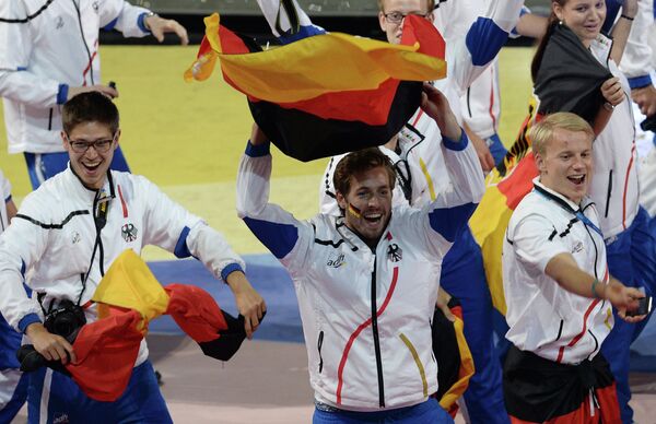 Делегация сборной Германии во время парада спортсменов