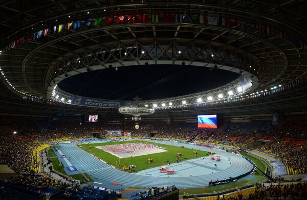 Церемония открытия XIV чемпионата мира по легкой атлетике на стадионе Лужники в Москве
