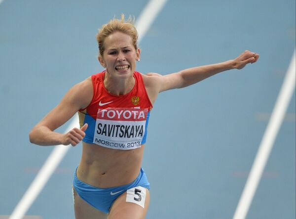 Россиянка Кристина Савицкая в забеге на 200 метров в семиборье