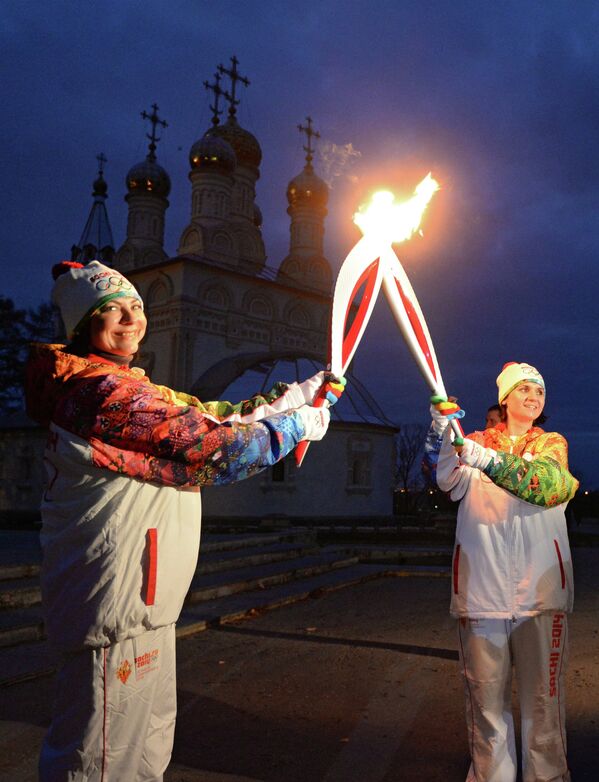 Участники Эстафеты Олимпийского огня в Рязани