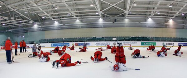 Тренировки сборной России по хоккею