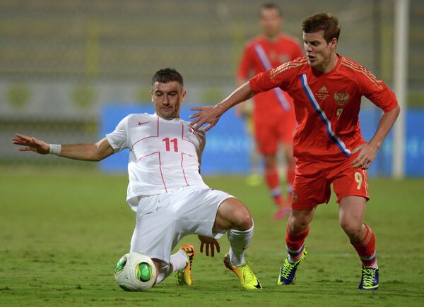 Игровой момент матча Россия - Сербия
