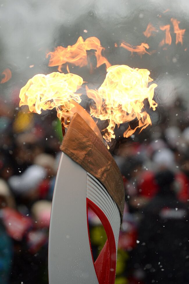 Факел эстафеты олимпийского огня в Биробиджане