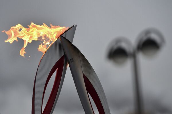 Факел во время эстафеты олимпийского огня