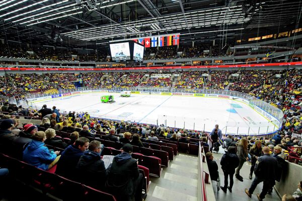 Арена, на которой проходят матчи молодежного чемпионата мира по хоккею в Мальме