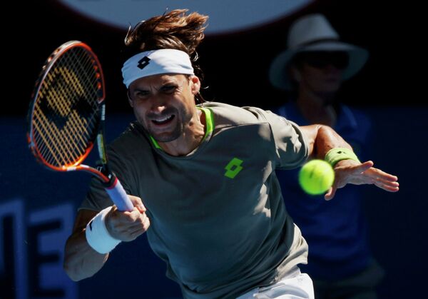 Испанский теннисист Давид Феррер во время матча на Australian Open