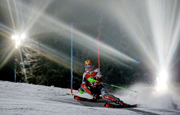 Австрийский горнолыжник Марсель Хиршер на соревнованиях в австрийском Китцбюэле