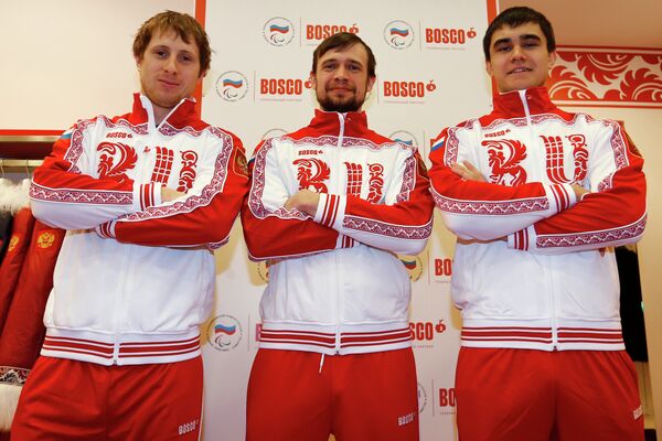 Члены сборной России по скелетону Никита Трегубов, Александр Третьяков и Сергей Чудинов (слева направо)