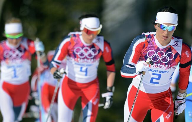 Марит Бьерген (Норвегия) на дистанции скиатлона