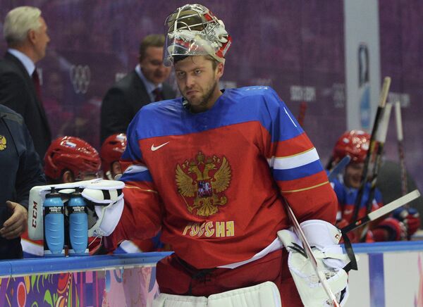 Вратарь российской хоккейной сборной Семен Варламов