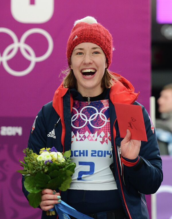 Элизабет Ярнольд (Великобритания), завоевавшая золотую медаль в соревнованиях по скелетону