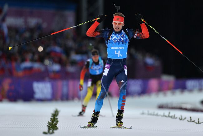 Справа налево: Антон Шипулин (Россия), Симон Шемпп (Германия)