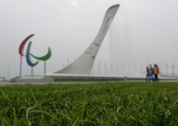 Газон в Олимпийском парке в Сочи