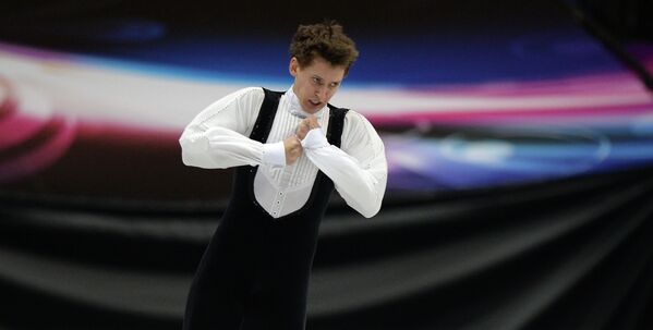 Максим Ковтун (Россия) выступает в произвольной программе мужского одиночного катания на чемпионате мира по фигурному катанию