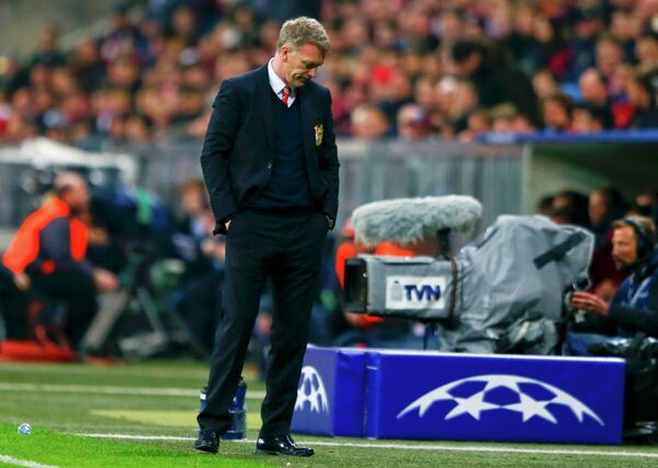 Главный тренер Манчестер Юнайтед Дэвид Мойес после поражения от Баварии в полуфинале Лиги чемпионов