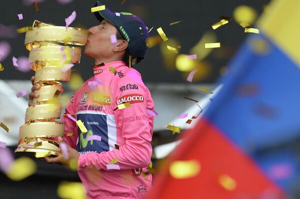 Велогонщик Наиро Кинтана из команды Movistar, победивший в генеральной классификации Джиро д'Италия