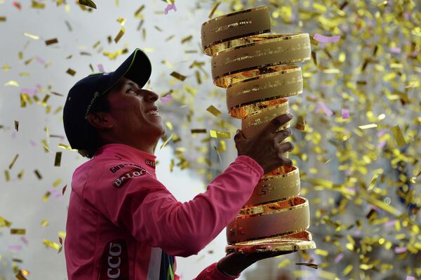 Велогонщик Наиро Кинтана из команды Movistar, победивший в генеральной классификации Джиро д'Италия