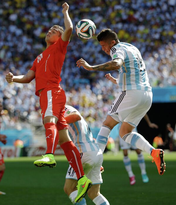 Игровой момент матча Аргентина-Швейцария