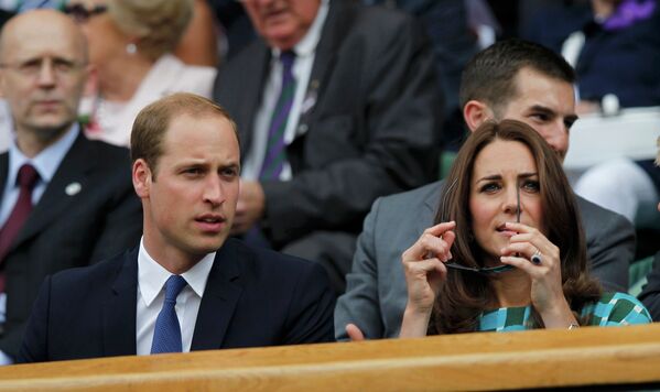 Принц Уильям со своей женой Кэтрин на финале Уимблдонского теннисного турнира