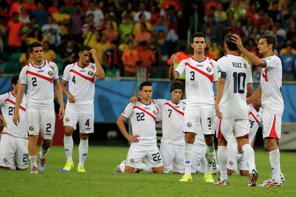 Футболисты сборной Коста-Рики в серии послематчевых пенальти в четвертьфинале ЧМ