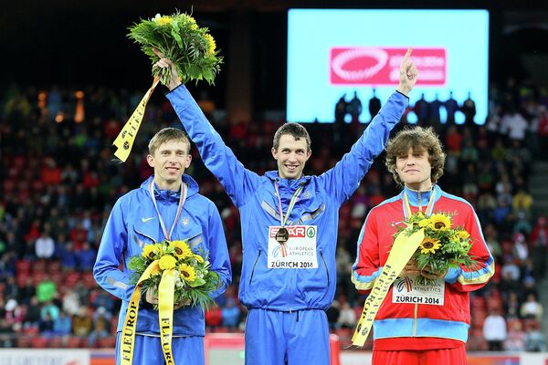 Слева направо: Андрей Проценко (Украина), Богдан Бондаренко (Украина) и Иван Ухов (Россия)