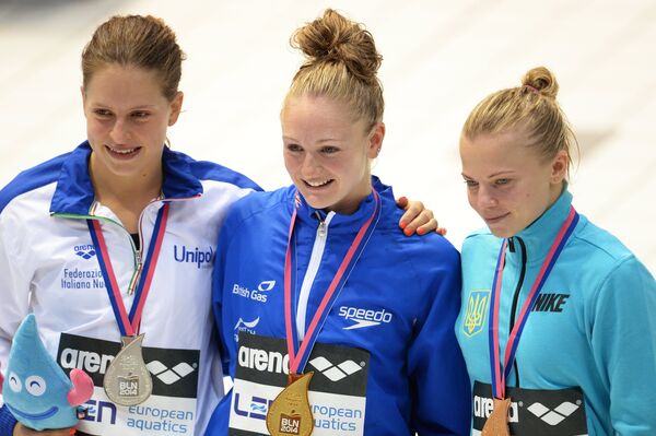 Ноеми Батки (Италия) - серебряная медаль, Сара Барроу (Великобритания) - золотая медаль, Юлия Прокопчук (Украина) - бронзовая медаль.