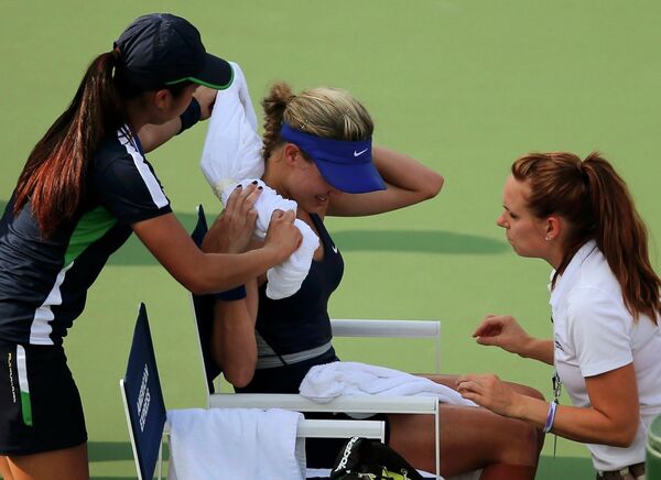 Медицинский тайм-аут Эжени Бушар во время матча с Екатериной Макаровой на US Open