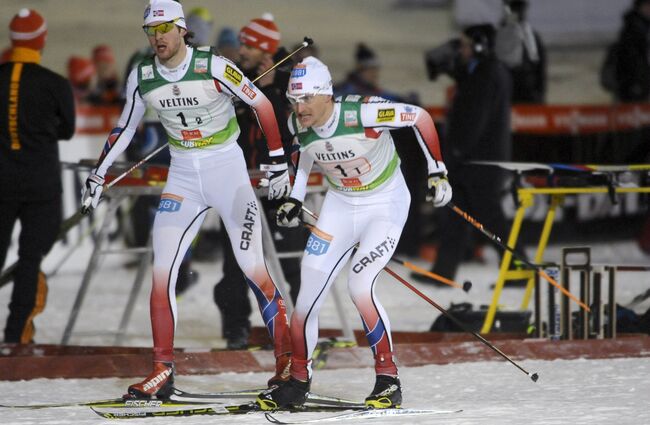 Сборная Норвегии по лыжному двоеборью Йорген Граабак и Хавард Клеменсен (слева направо)