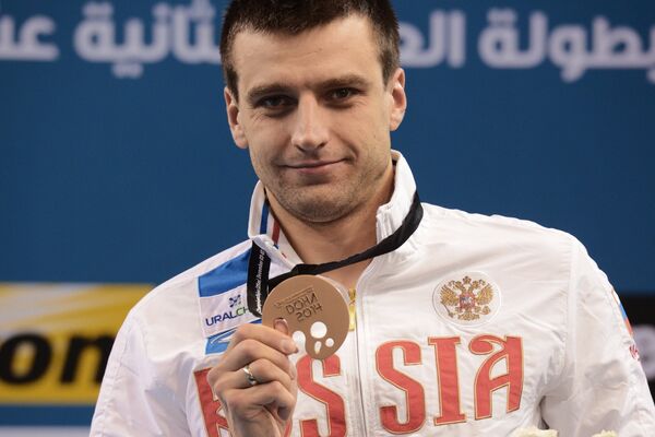 Станислав Донец (Россия) завоевавший бронзовую медаль на дистанции 50 м на спине