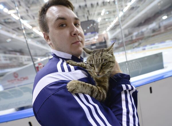Кошка Матроска на руках видеооператора Адмирала Михаила Быкова