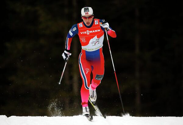 Марит Бьёрген на этапе Кубка мира в рамках соревнований Тур де Ски