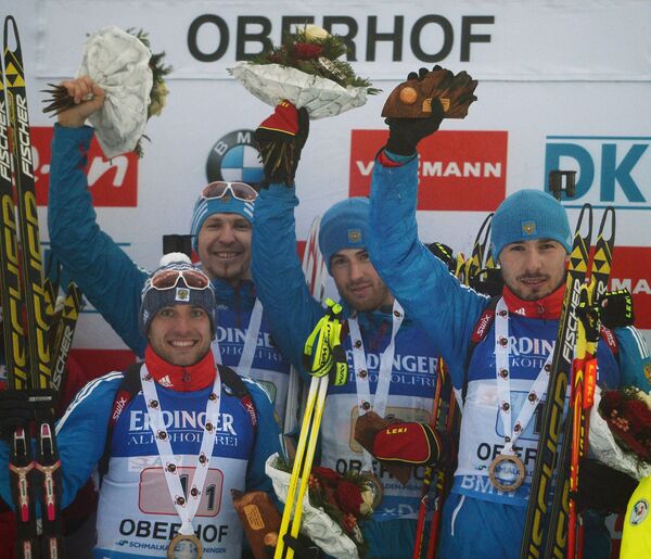 Евгений Гараничев, Тимофей Лапшин, Дмитрий Малышко, Антон Шипулин (слева направо)